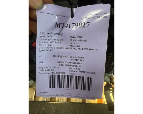 Isuzu 6.6L Engine Assembly