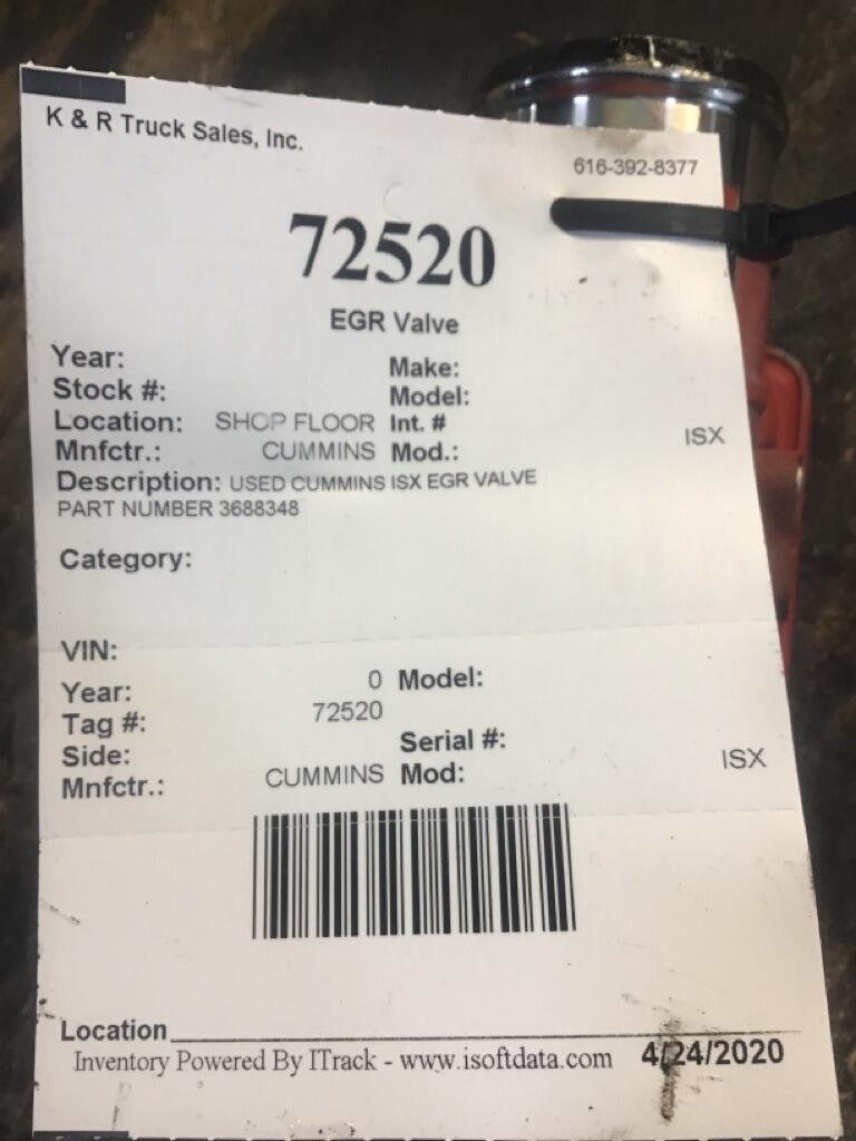 CUMMINS ISX EGR Valve OEM 3688348 in Holland, MI 72520