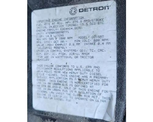 Detroit DD15 Engine Assembly #