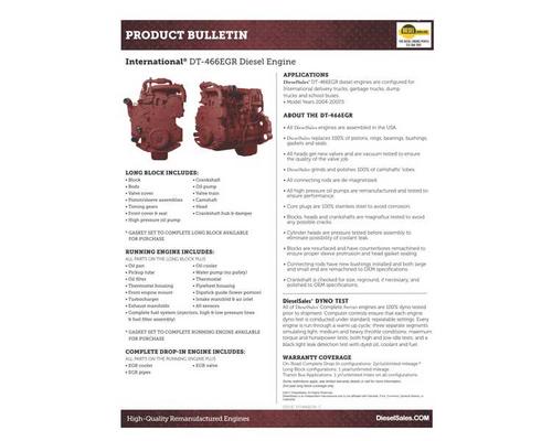  International DT 466EGR Engine Assembly #