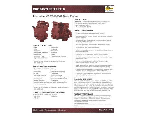  International DT 466EGR Engine Assembly #
