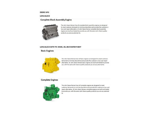 John Deere 6076 Engine Assembly For Sale by Heavy Quip, Inc. dba Diesel Sales