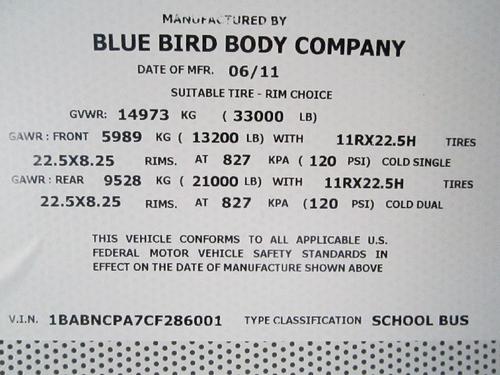 BLUE BIRD ALL AMERICAN FRONT ENGINE