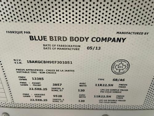 BLUE BIRD COMMERCIAL BUS